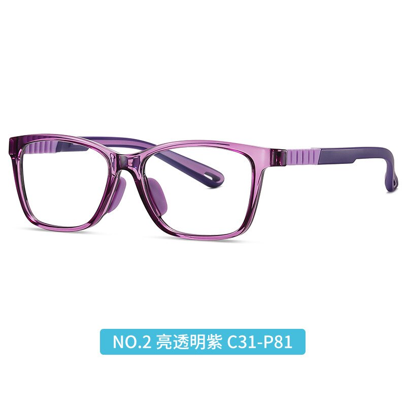 Children's Unisex Full Rim TR Silica Gel Titanium Frame Eyeglasses Trzc812 Full Rim Bclear Transparent Purple  