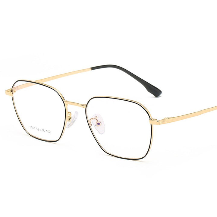 Hotony Unisex Full Rim Square Alloy Frame Eyeglasses 8001 Full Rim Hotony black gold  