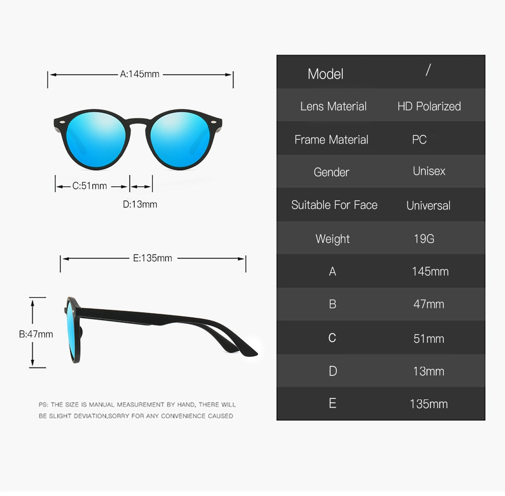 Yimaruili Unisex Full Rim TR 90 Resin Round Frame Polarized Sunglasses 180 Sunglasses Yimaruili Sunglasses   