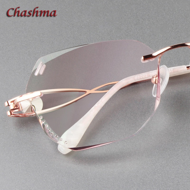 Chashma Ochki Women's Rimless Square Butterfly Titanium Eyeglasses Gradient Tint Lenses 88023 Rimless Chashma Ochki   