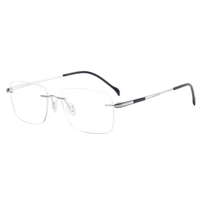 Aissuarvey Titanium Rimless Rectangular Frame Unisex Eyeglasses Rimless Aissuarvey Eyeglasses Silver  