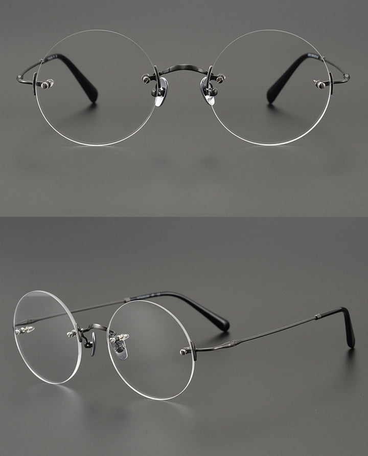 Gatenac Unisex Rimless Round Titanium Frame Eyeglasses Gxyj647 Rimless Gatenac   