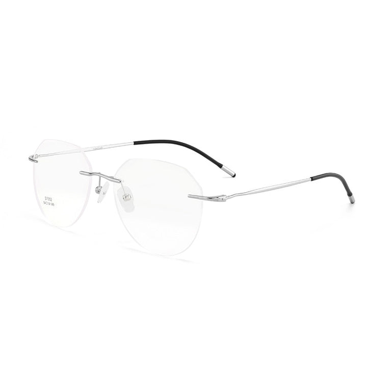 Men's Eyeglasses Ultralight Titanium Alloy Rimless S7052 Rimless Gmei Optical Silver  