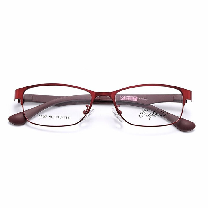 Women's Full Rim Oval Alloy TR90 Frame Eyeglasses My2307 Full Rim Bclear Red  