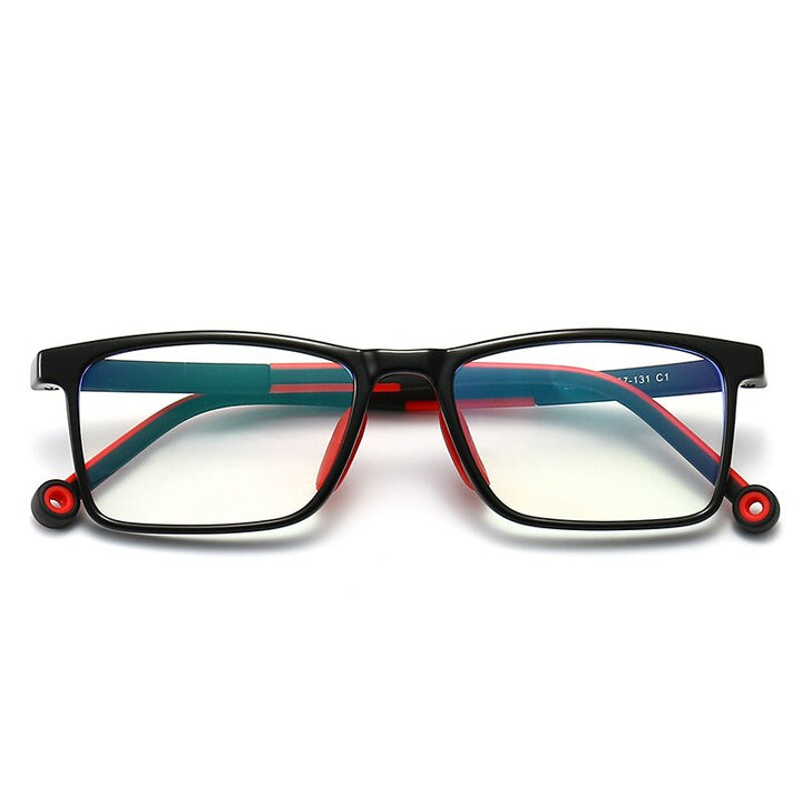 Yimaruili Unisex Children's Full Rim TR 90 Resin Frame Eyeglasses 2232 Full Rim Yimaruili Eyeglasses Black Red C1  