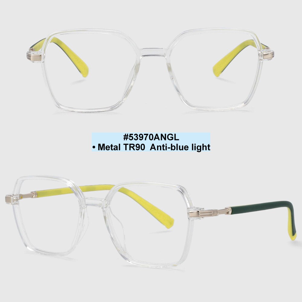 CCSpace Children's Unisex Full Rim Square Tr 90 Titanium Frame Eyeglasses 53970 Full Rim CCspace Clear  