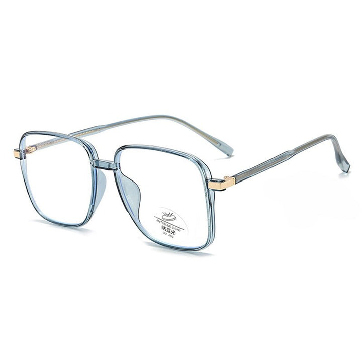 Hotony Unisex Full Rim Square TR 90 Resin Frame Eyeglasses 8877 Full Rim Hotony Transparent Blue-C5  