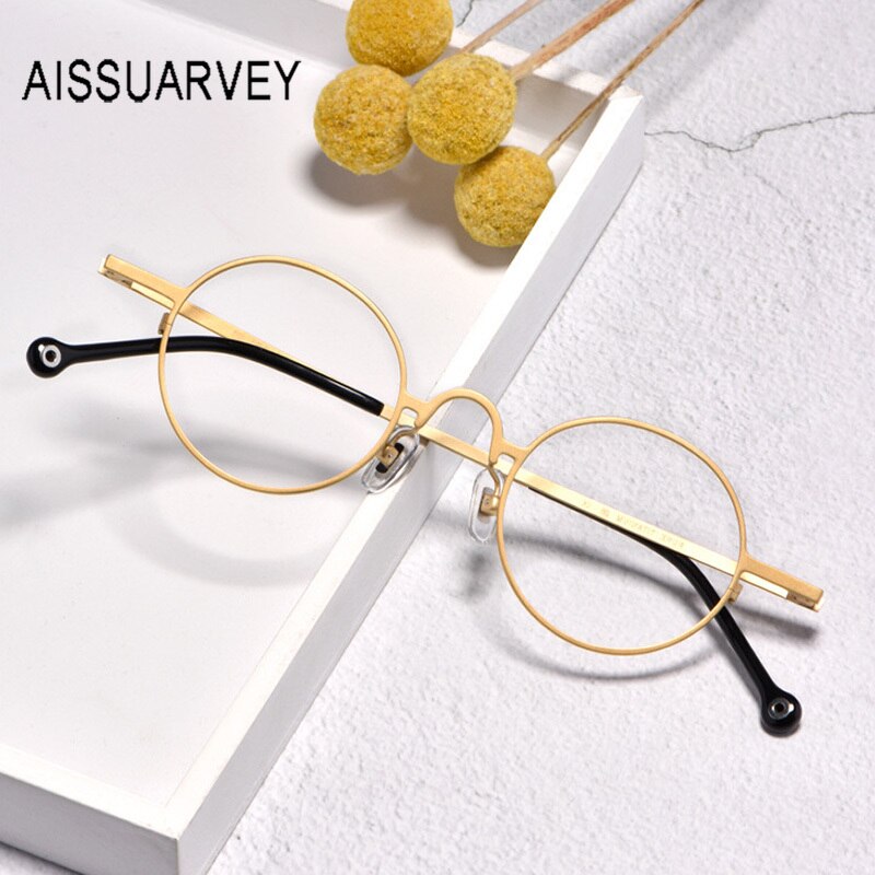 Aissuarvey Unisex Round Titanium Full Rim Frame Eyeglasses Full Rim Aissuarvey Eyeglasses   