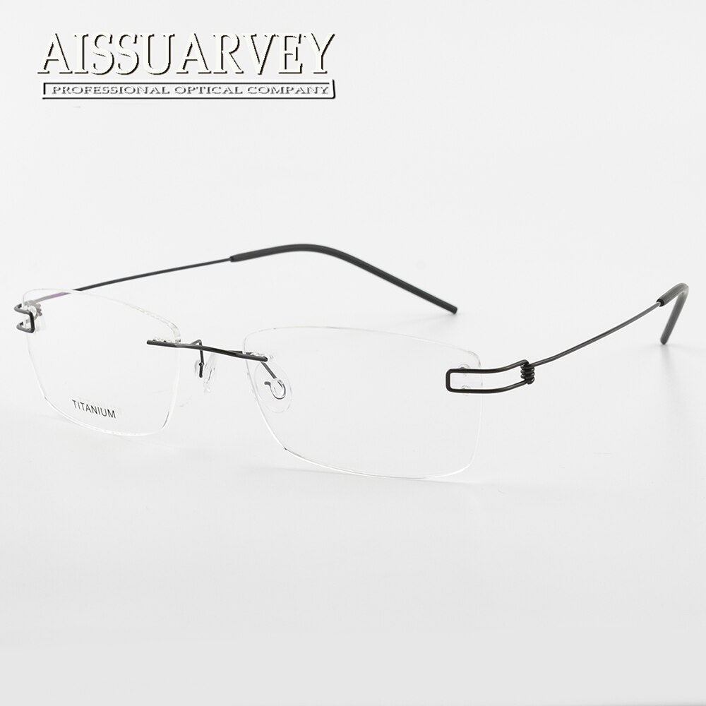 Aissuarvey Unisex Rimless Titanium Frame Eyeglasses As28610 Rimless Aissuarvey Eyeglasses black  