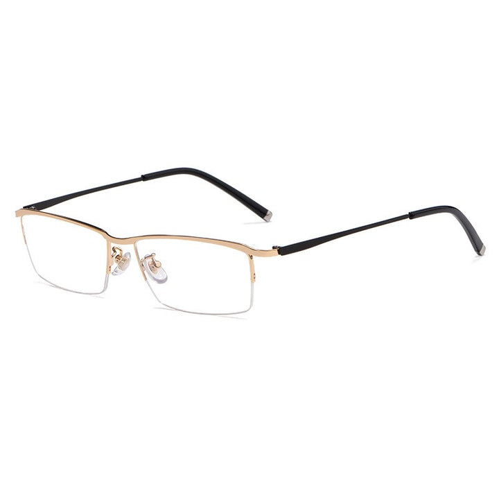 KatKani Men's Semi Rim Rectangular Alloy Frame Eyeglasses Z17003 Semi Rim KatKani Eyeglasses Gold  
