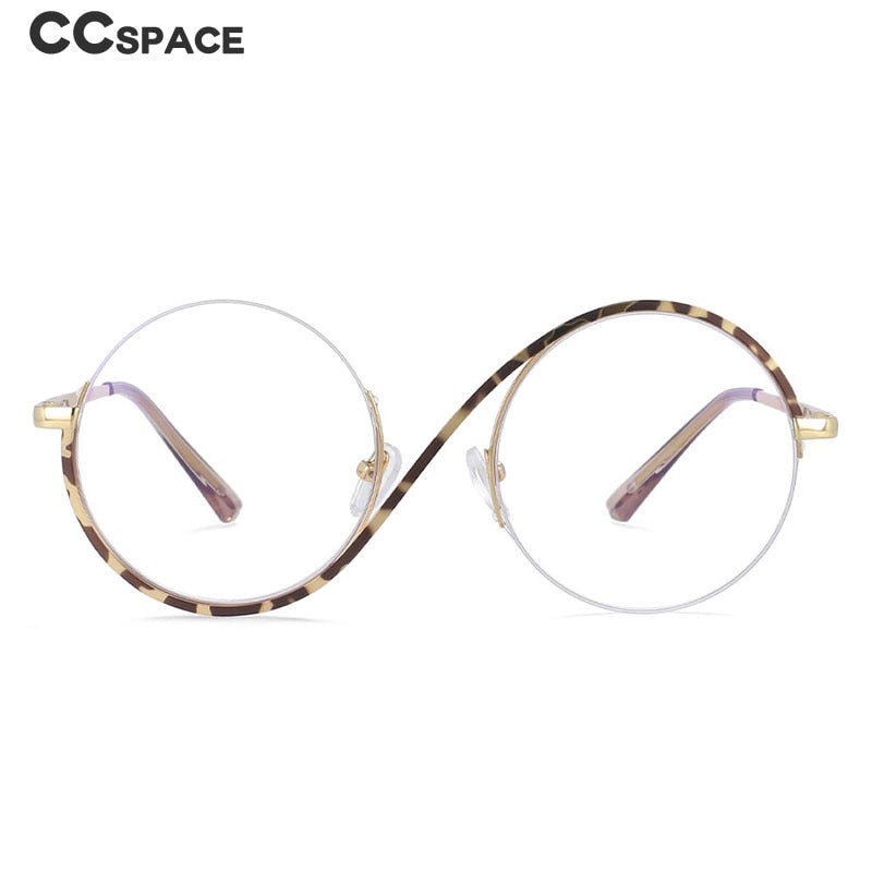 CCSpace Unisex Semi Rim Round Alloy Frame Eyeglasses 54042 Semi Rim CCspace   
