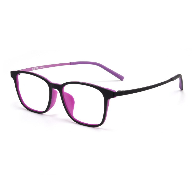 KatKani Unisex Full Rim Titanium TR90 Frame Eyeglasses Hr3095t Full Rim KatKani Eyeglasses Black Purple  