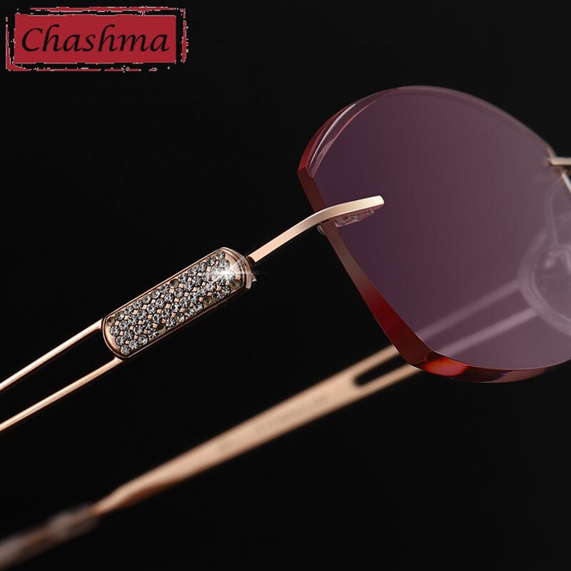 Chashma Ottica Women's Rimless Oval Rectangle Titanium Eyeglasses Tinted Lenses 6048 Rimless Chashma Ottica   