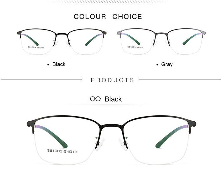 Hotochki Men's Semi Rim Browline Alloy Frame Eyeglasses 61005 Semi Rim Hotochki   