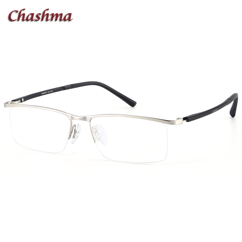 Chashma Ochki Men's Semi Rim Square Alloy Eyeglasses 9218 Semi Rim Chashma Ochki Silver  