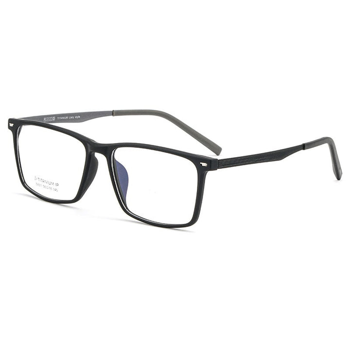 Reven Jate Men's Eyeglasses 8881 Titanium Square Frame Reven Jate black-grey  
