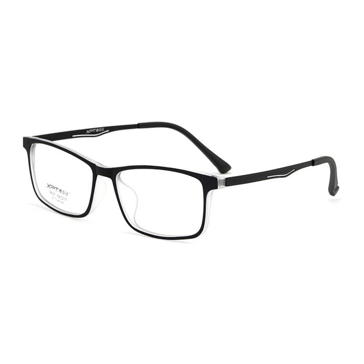 Hotony Unisex Full Rim Rectangle TR 90 Resin B Titanium Frame Eyeglasses 9827 Full Rim Hotony white  