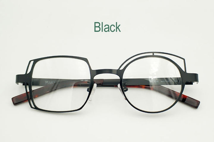 Unisex Round Assymetric Reading Glasses Customizable Lens Index 811010 Reading Glasses Yujo black China 