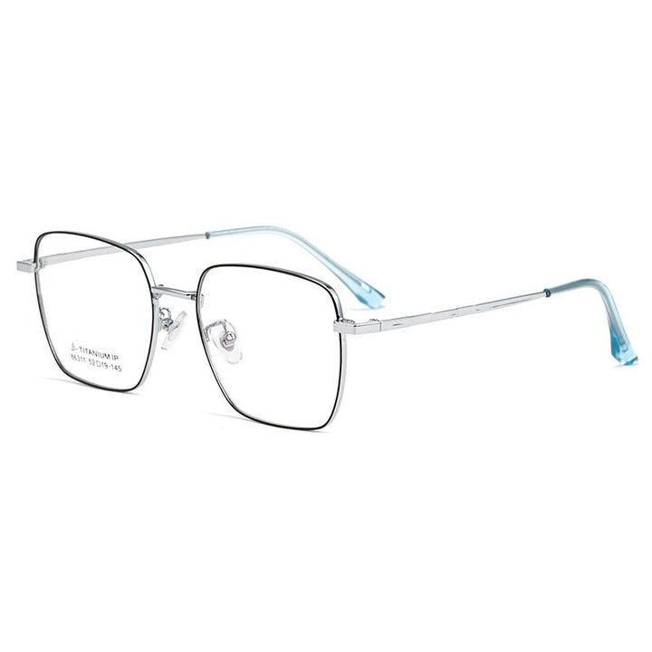 KatKani Unisex Full Rim Square Alloy Frame Eyeglasses 86311P Full Rim KatKani Eyeglasses Black Silver  