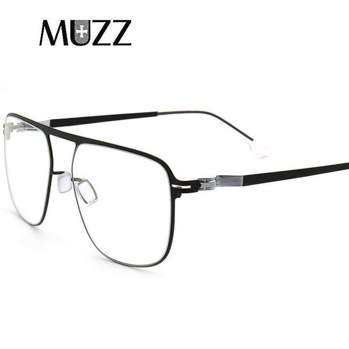 Muzz Men's Full Rim Oversized Square Sillicone Alloy Ultem Frame Eyeglasses 7923 Full Rim Muzz   
