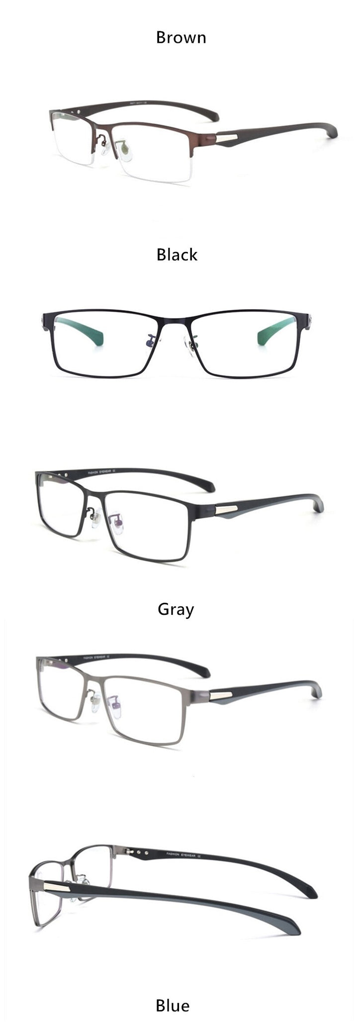 Yimaruili Men's Semi Or Full Rim Alloy Frame Eyeglasses 66071/66085 Full Rim Yimaruili Eyeglasses   