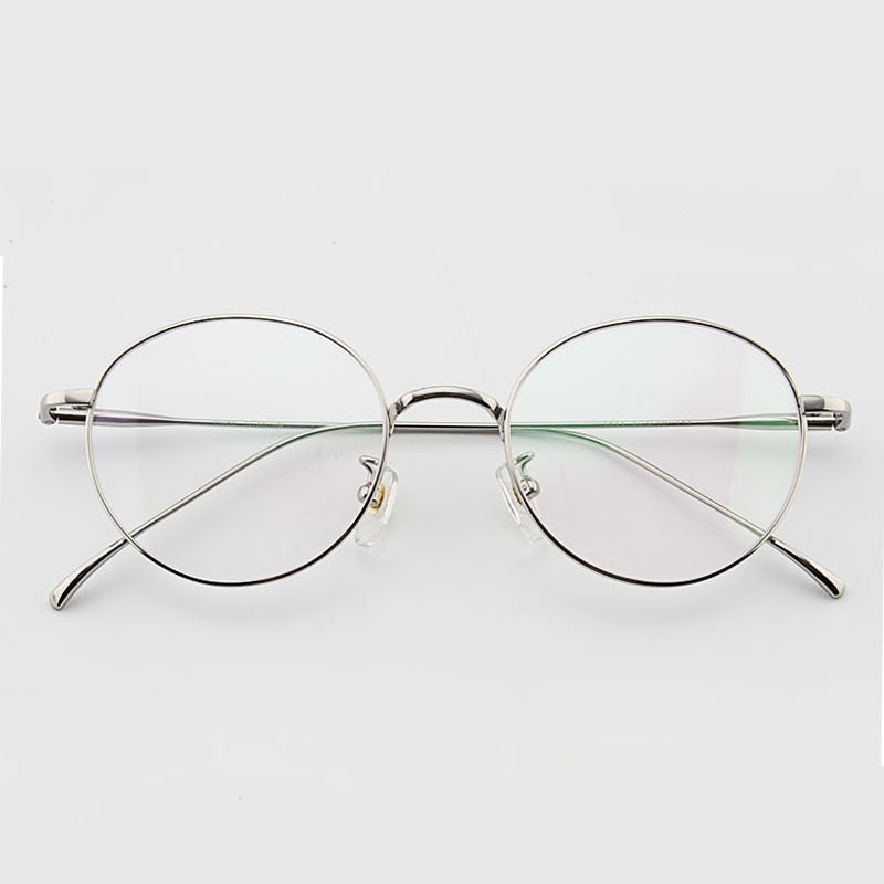 Muzz Unisex Full Rim Round Titanium Frame Eyeglasses 6144 Full Rim Muzz SILVERY  