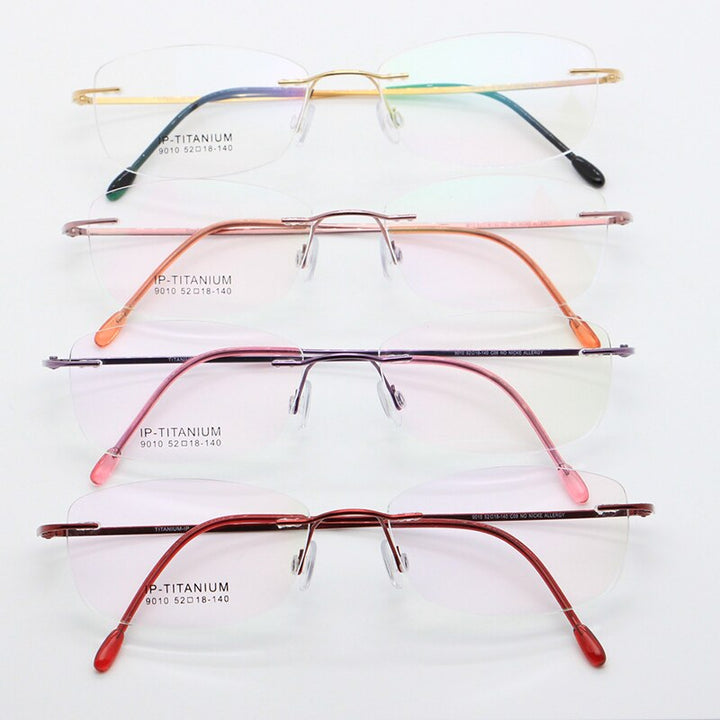 Unisex Rimless Titanium Frame Eyeglasses Customizable Lenses 9010 Rimless Bclear   