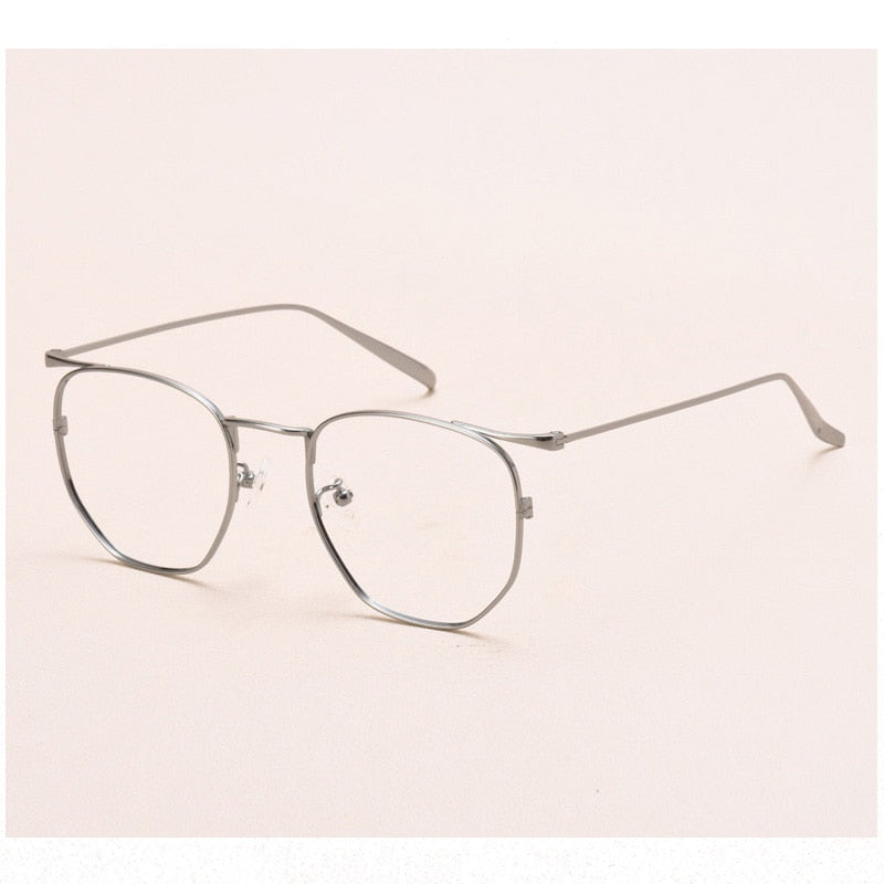 Muzz Full Rim Polygonal Square Titanium Frame Eyeglasses 109011 Full Rim Muzz Silver  