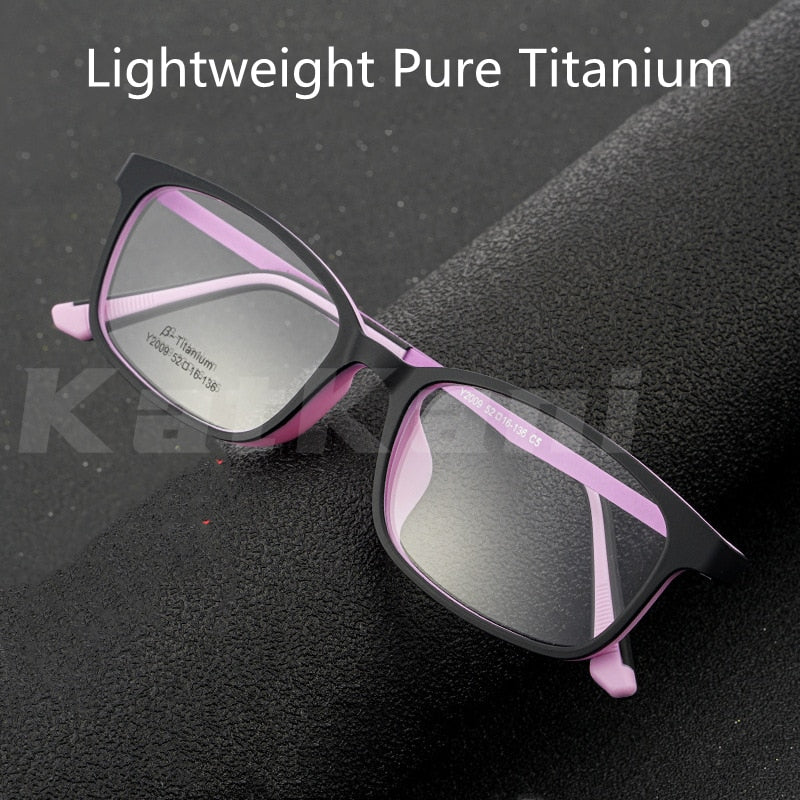 KatKani Women's Full Rim TR 90 Resin β Titanium Frame Eyeglasses Y2009 Full Rim KatKani Eyeglasses   