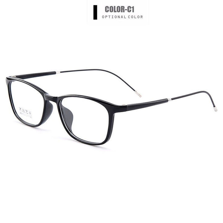 Gmei Unisex Eyeglasses Ultralight Tr90 Square Plastic M3010 Full Rim Gmei Optical C1 Bright Black  