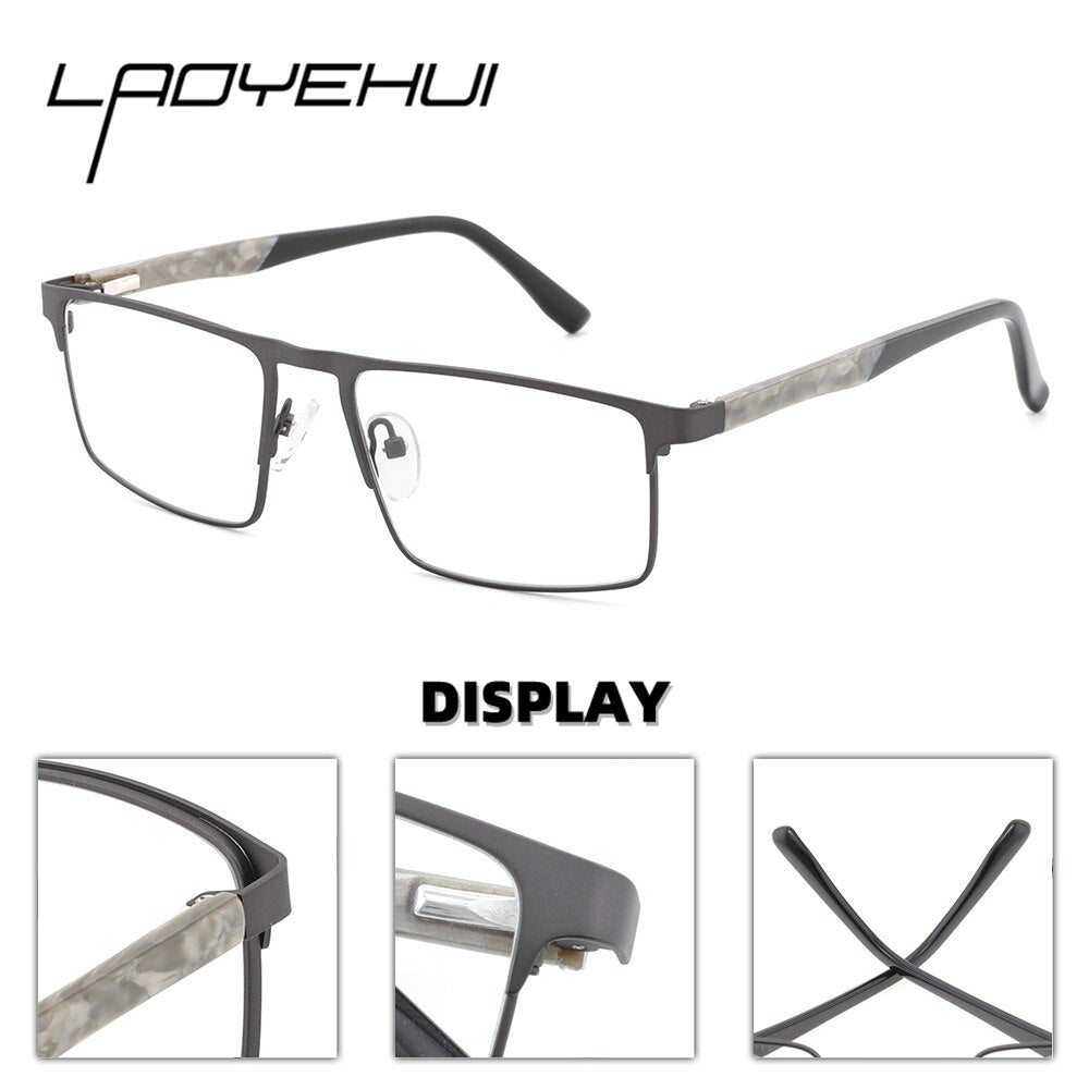 Laoyehui Men's Eyeglasses Square Alloy Reading Glasses 18407 Reading Glasses Laoyehui   