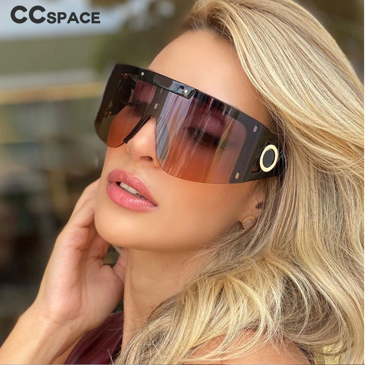 CCSpace Unisex Full Rim Oversized Square One Lens Resin Frame Sunglasses 46626 Sunglasses CCspace Sunglasses   