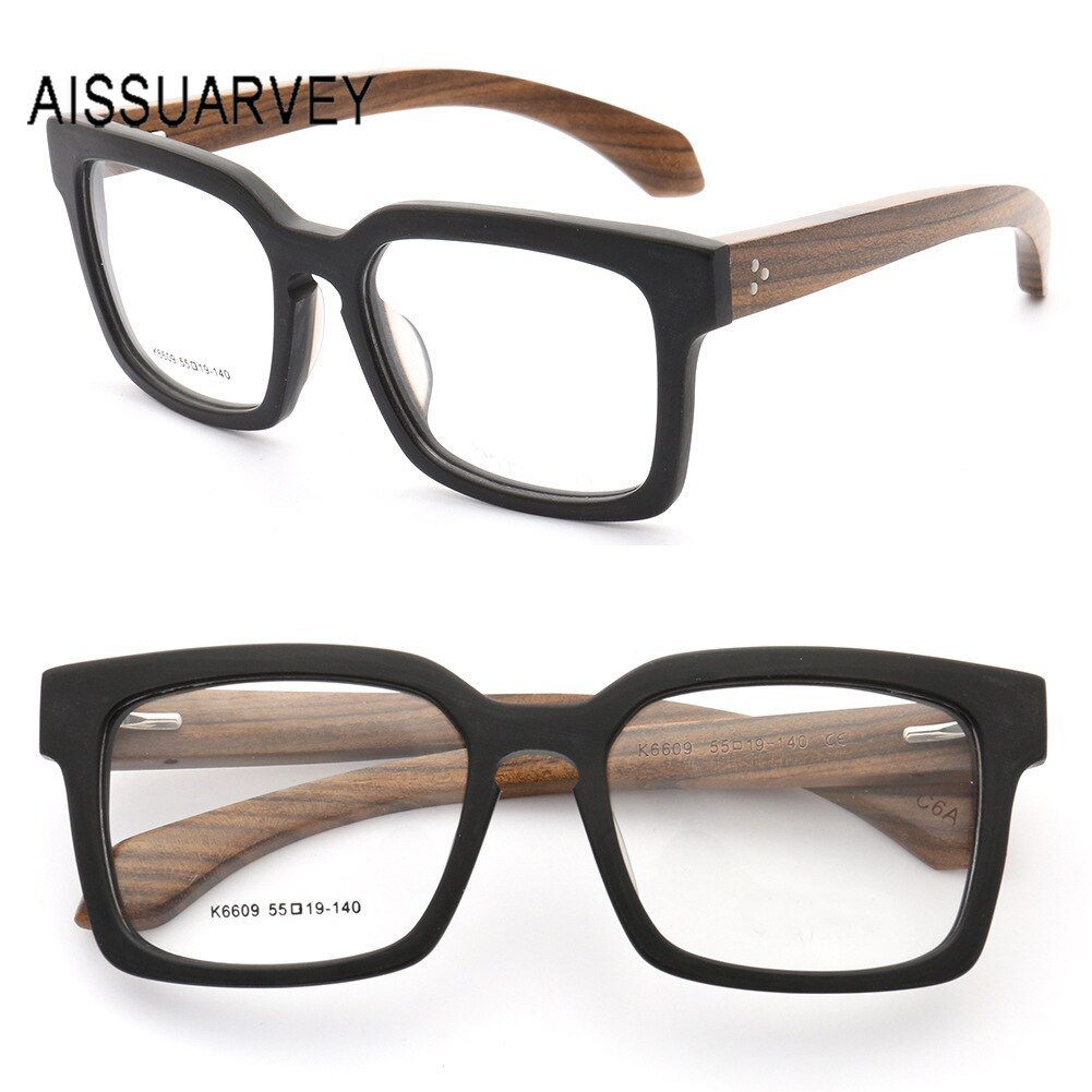 Aissuarvey Acetate Wooden Full Rim Square Frame Unisex Eyeglasses K6609 Full Rim Aissuarvey Eyeglasses K6609-C6A CN 