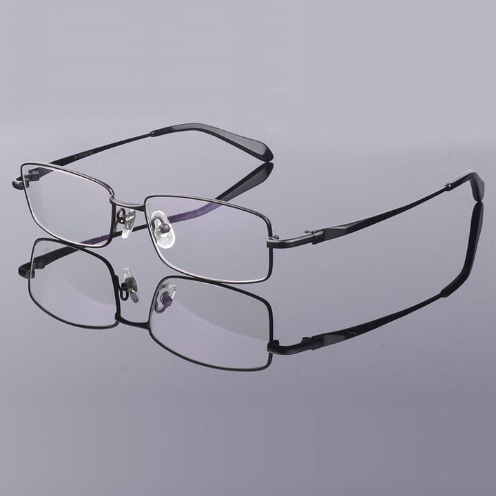 Hdcrafter Men's Full Rim Rectangle Titanium Frame Eyeglasses 9867 Full Rim Hdcrafter Eyeglasses black  