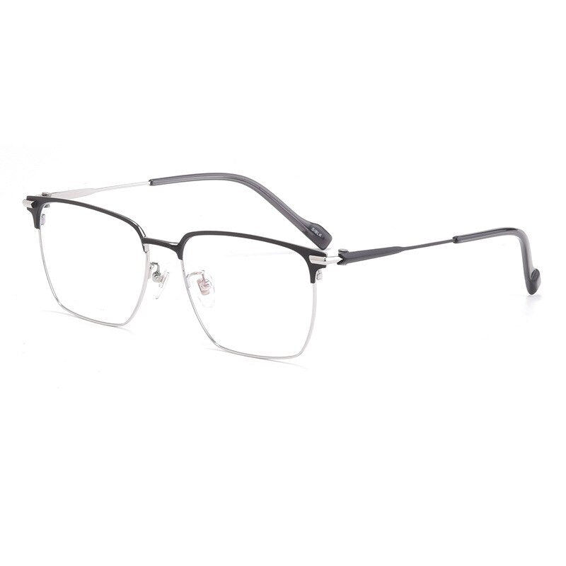 Yimaruili Men's Full Rim IP Plated β Titanium Square Frame Eyeglasses 80126 Full Rim Yimaruili Eyeglasses Black Silver  