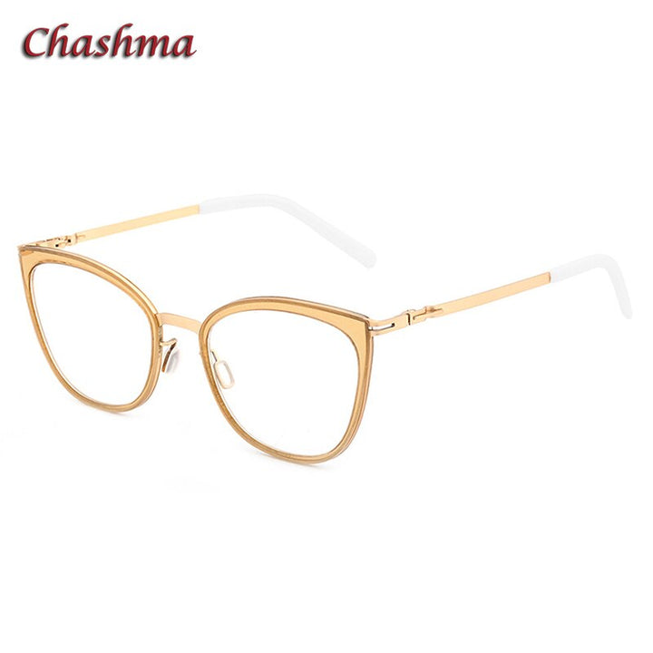 Chashma Ochki Women's Full Rim Square Cat Eye Acetate Alloy Eyeglasses 8907 Full Rim Chashma Ochki C5 Brown  