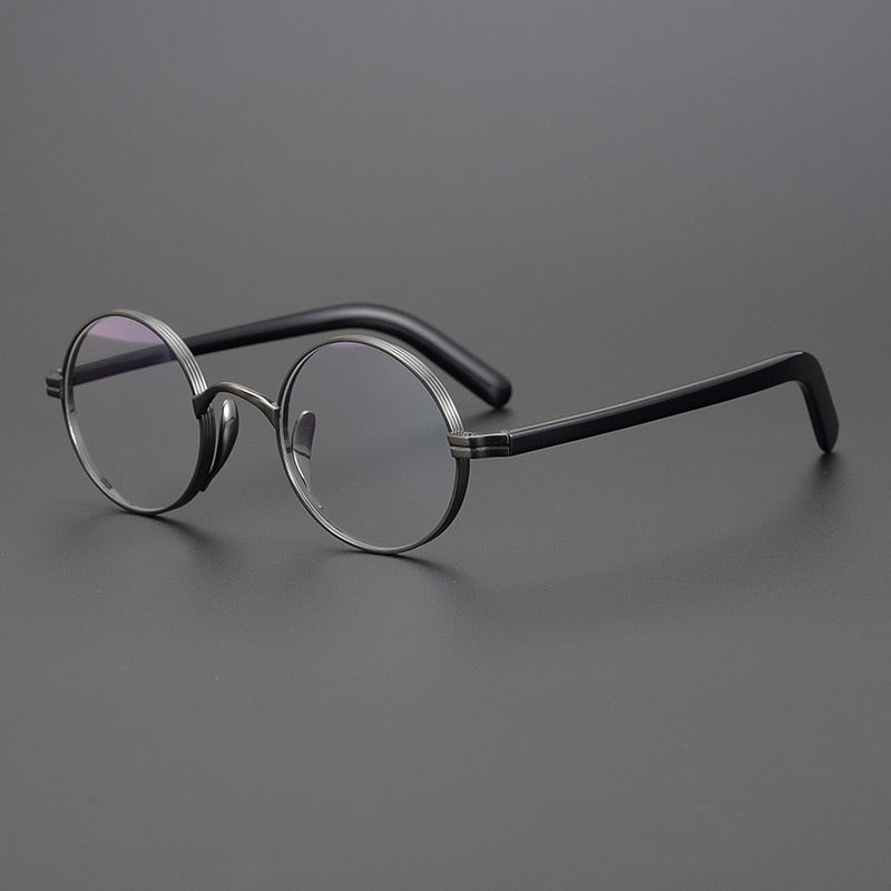 Gatenac Unisex Full Rim Round Acetate Titanium Frame Eyeglasses GXYJ350 Full Rim Gatenac   