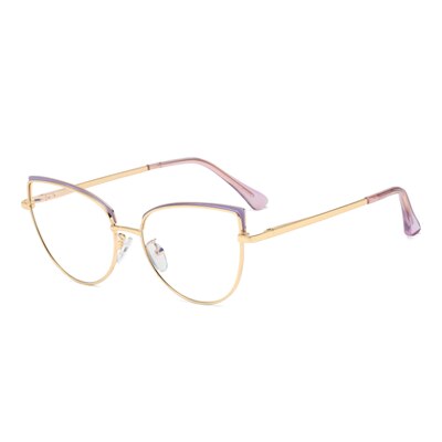 Ralferty Women's  Full Rim Square Cat Eye Alloy Eyeglasses Full Rim Ralferty C9 Purple As picture 