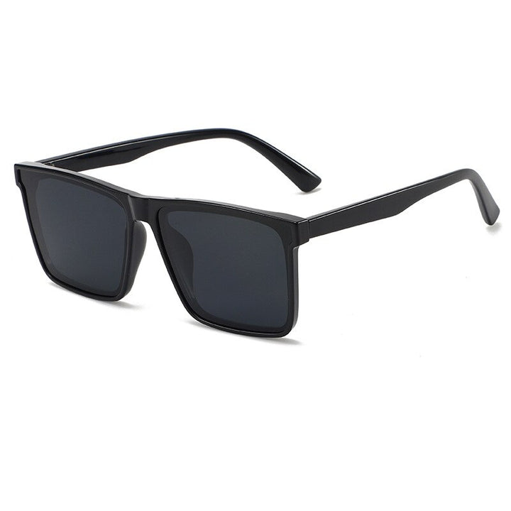 KatKani Men's Full Rim TR 90 Resin Square Frame Polarized Sunglasses K808 Sunglasses KatKani Sunglasses Bright Black Gray Other 