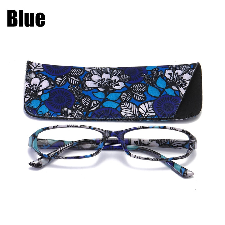 Soolala Brand Unisex Printed Reading Glasses Spring Hinge Rectangular W/ Matching Pouch +1.0 1.5 1.75 2.25 To 4.0 Reading Glasses Soolala Blue +100 
