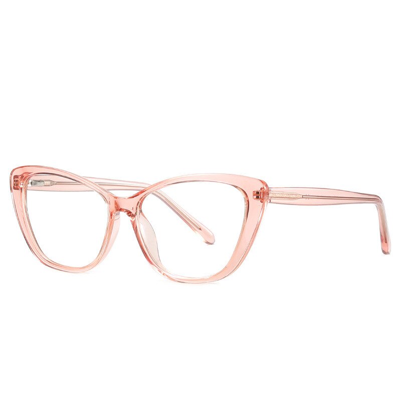 Women's Eyeglasses Cat Eye Acetate 2004 Frame Chashma Transparent Pink  