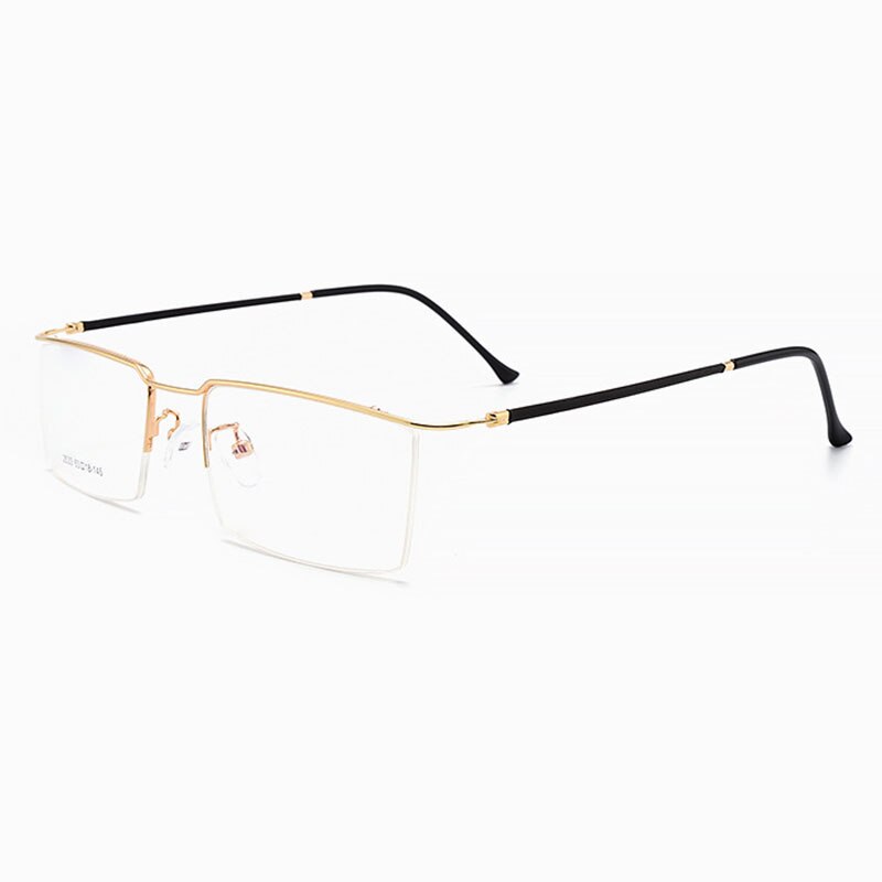 Hotochki Men's Semi Rim Browline Alloy Frame Spring Hinge Eyeglasses 2533 Semi Rim Hotochki Gold  