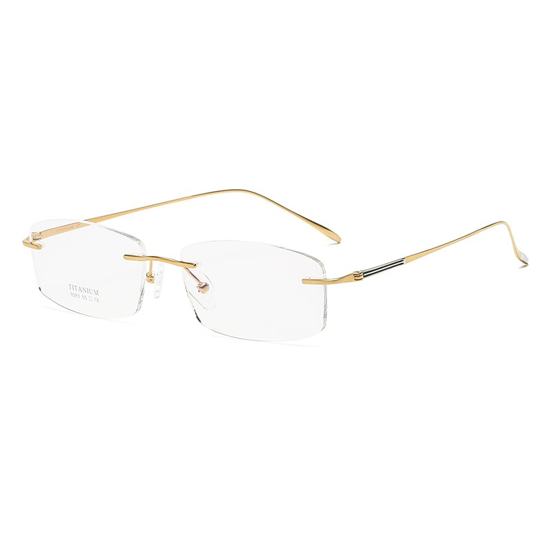 Zirosat 9083 Men's Eyeglasses Titanium Rimless Diamond Trimmed Rimless Zirosat golden  