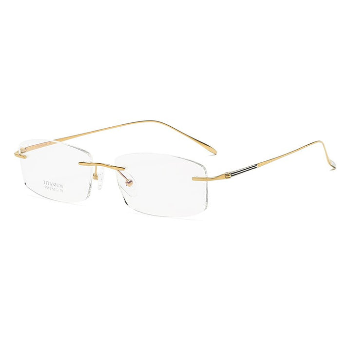 Zirosat 9083 Men's Eyeglasses Titanium Rimless Diamond Trimmed Rimless Zirosat golden  
