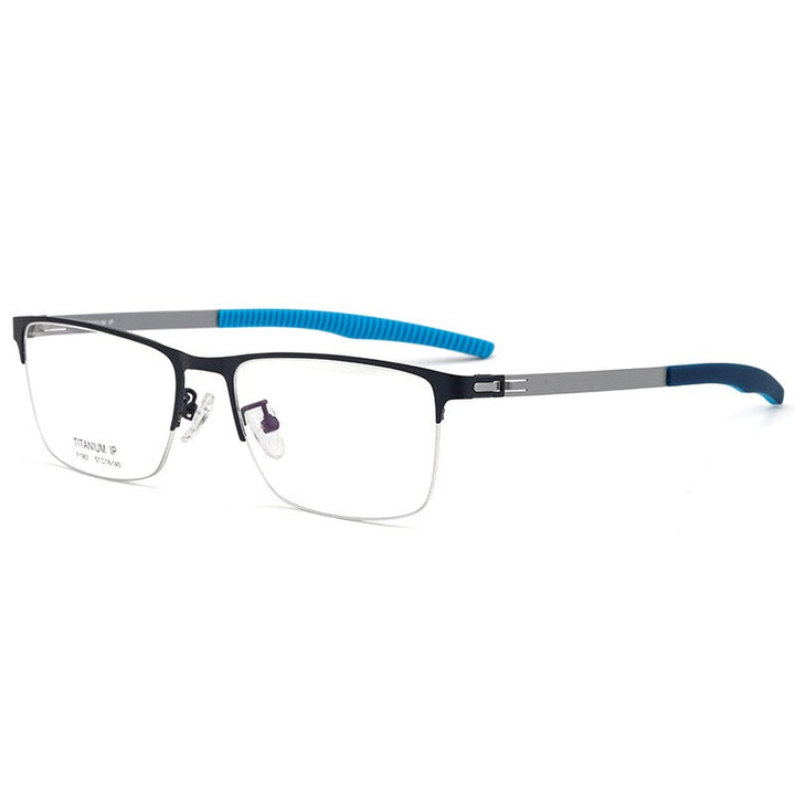 Hotochki Men's Semi Rim TitaniumAlloy IP Plated Frame Eyeglasses F1983 Semi Rim Hotochki Blue  