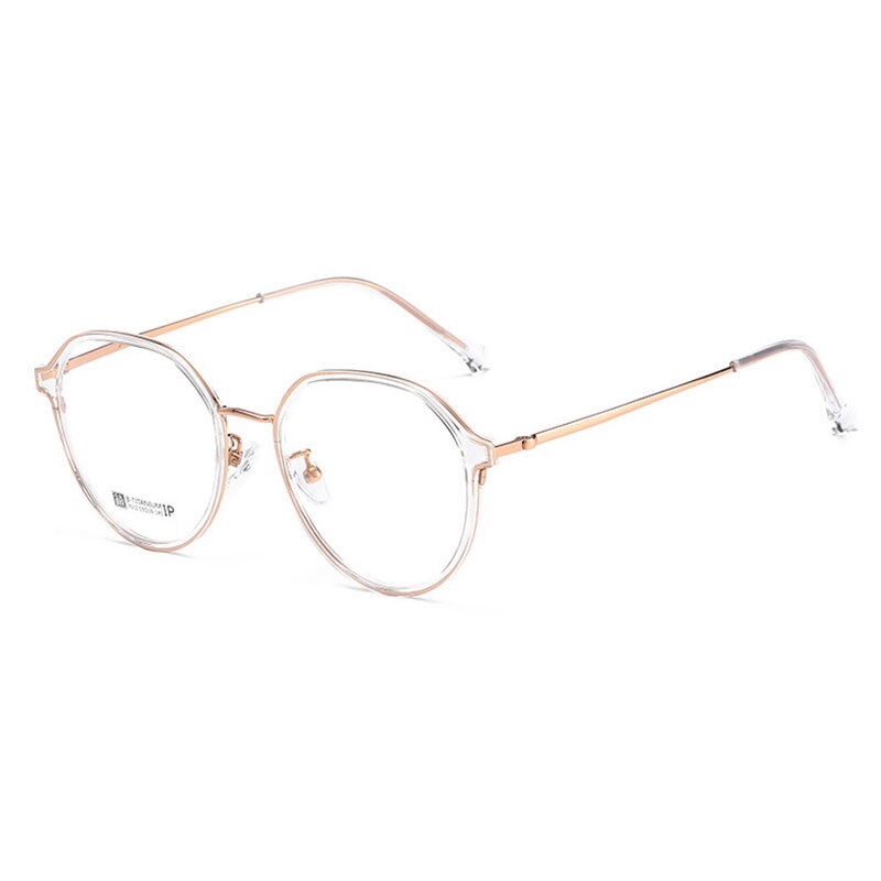 Hotochski Unisex Full Rim Round Beta Titanium Frame Eyeglasses 7012 Full Rim Hotochki Rose Gold  