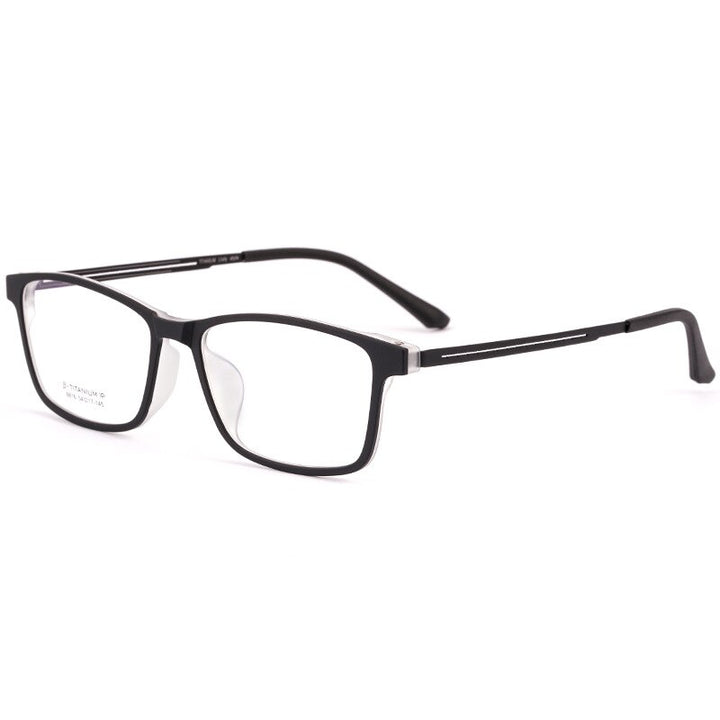 Yimaruili Men's Full Rim TR 90 Resin β Titanium Frame Eyeglasses 8816 Full Rim Yimaruili Eyeglasses Black Transparent  