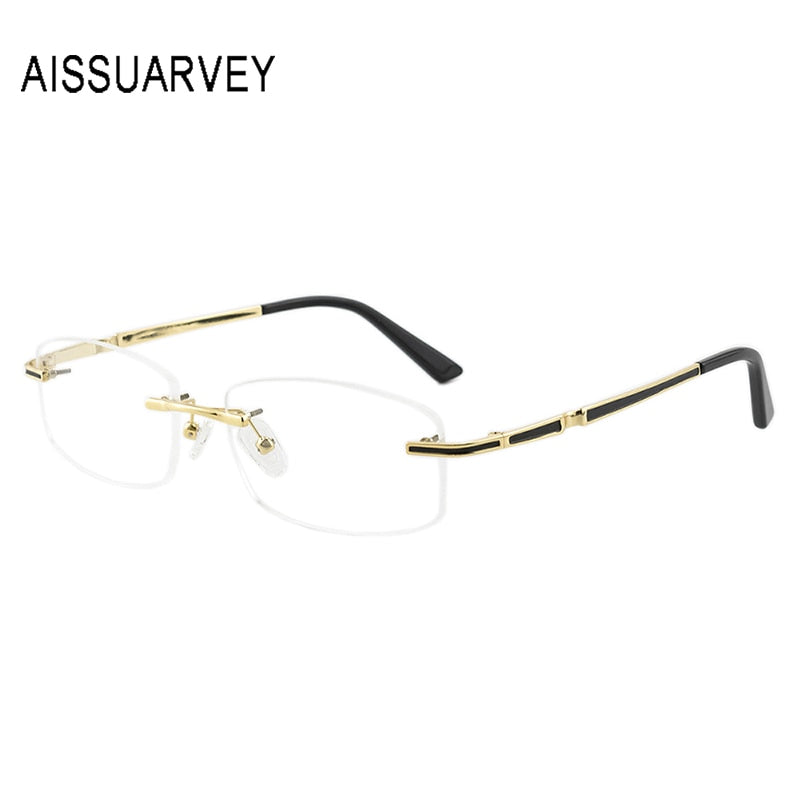 Aissuarvey Men's Rimless Alloy Frame Eyeglasses AsyC041 Rimless Aissuarvey Eyeglasses   