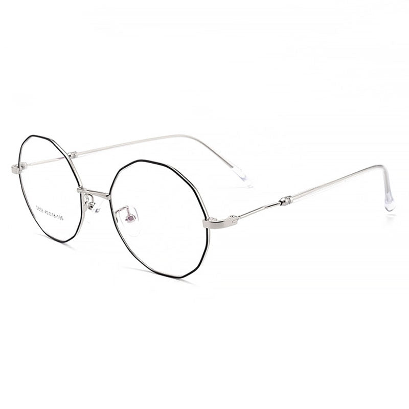 Hotony Unisex Full Rim Polygon Round Alloy Frame Spring Hinge Eyeglasses D838 Full Rim Hotony   