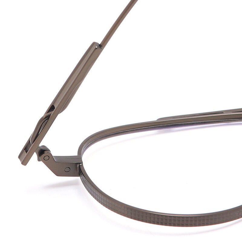 Muzz Men's Full Rim Round Double Bridge Brushed Titanium Frame Eyeglasses 108 Full Rim Muzz   